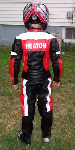 motorcycle racing gear Custom Motorcycle Racing Leather Suit for Kids with Personal Name Numb – TopGearLeathers