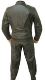 Perrini 2pc Black Alienator Motorcycle Cow hide Genuine Leather Racing Riding Suit