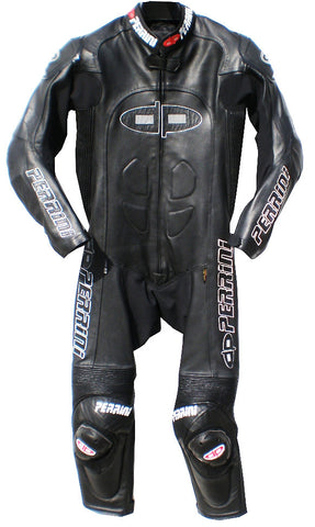 Perrini Tornado All Black Color 1PC Motorbike Riders Racing Genuine Leather Suit
