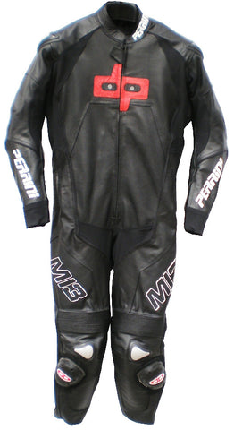 Perrini MI3 All Black Next Generation 1pc Motorcycle Racing Leather Suit