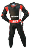 Perrini MI3 Red White & Black 1PC Motorbike Riders Racing Genuine Leather Suit