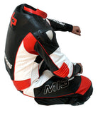 Perrini MI3 Red White & Black 1PC Motorbike Riders Racing Genuine Leather Suit