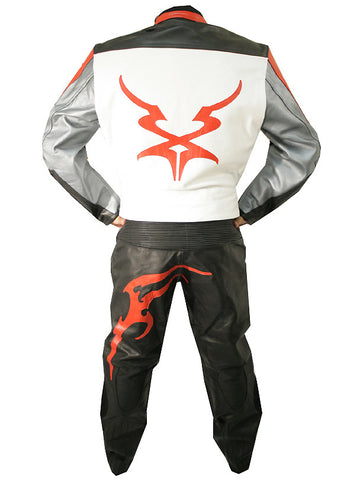 2 Pc Motorcycle Leather Suit Racing Tiger Suit