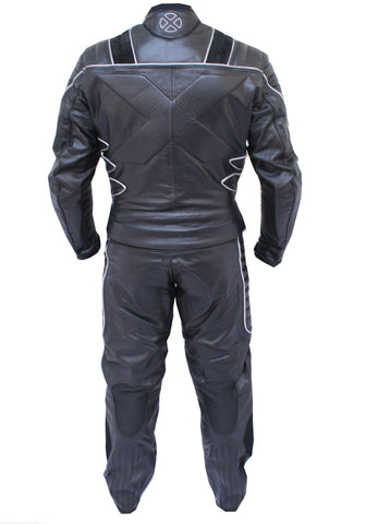 Perrini 2pc X-MEN Motorcycle Genuine leather Racing Riding Track Suit CE Armor